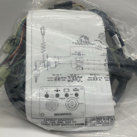 Honda 36452-ZW7-410AH Ignition Key Switch Panel W/ Wire Harness Marine Boat - Picture 7 of 7